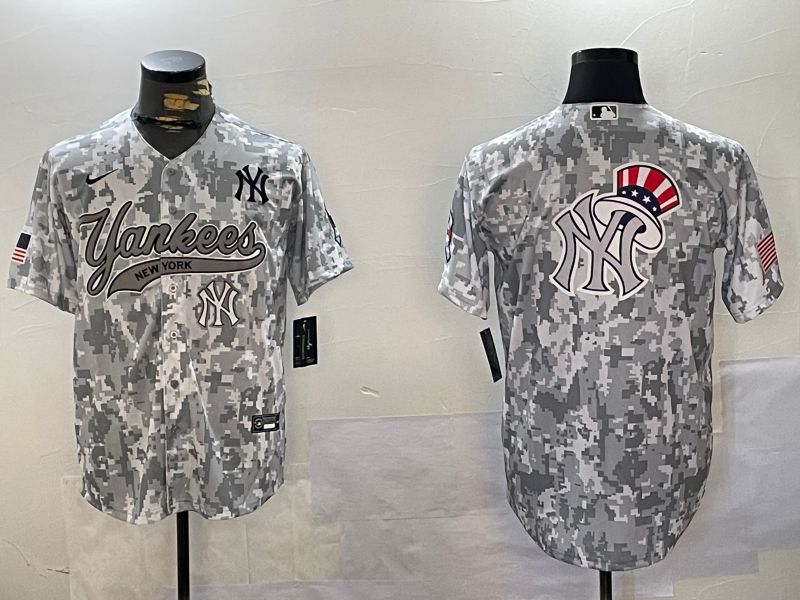 Men New York Yankees Blank Camo Joint Name 2024 Nike MLB Jersey style 7